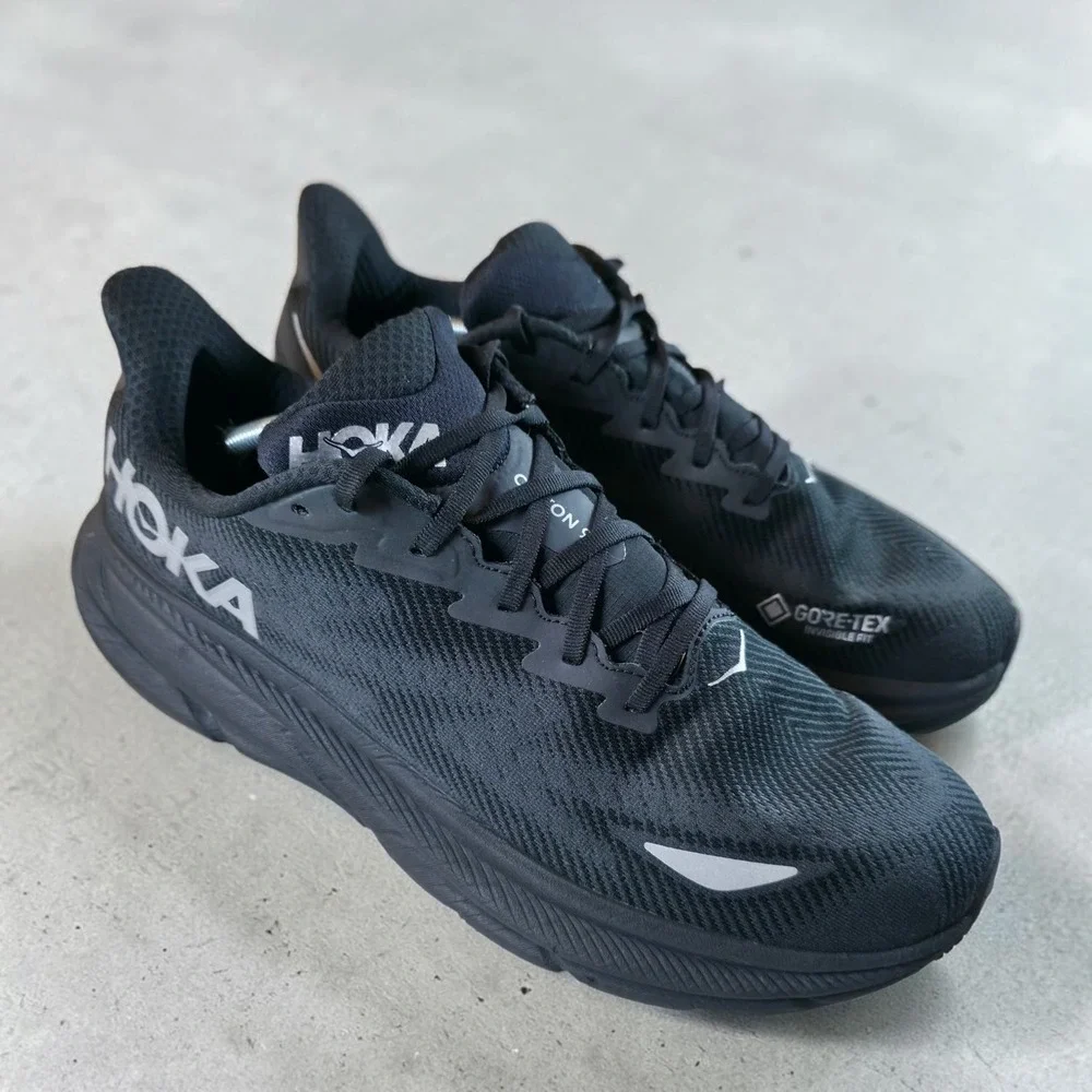 Hoka One One Clifton 9 Gore-Tex Mens 14 D Triple Black Waterproof *No Insoles*